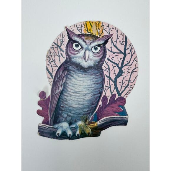 Vintage Halloween Die-Cut | Owl On Branch | 1980s Decoration - Made in USA - Picture 6 of 11